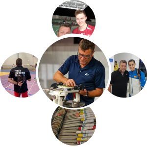 tim willis yonex badminton stringing team.