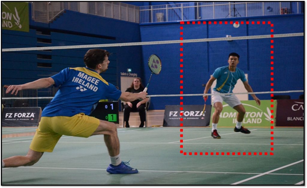 Starting stance for spinning net shot practice