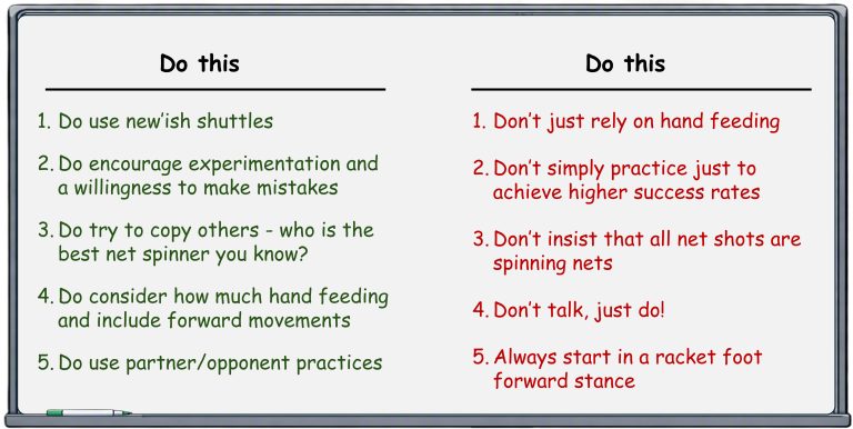 Badminton net spins